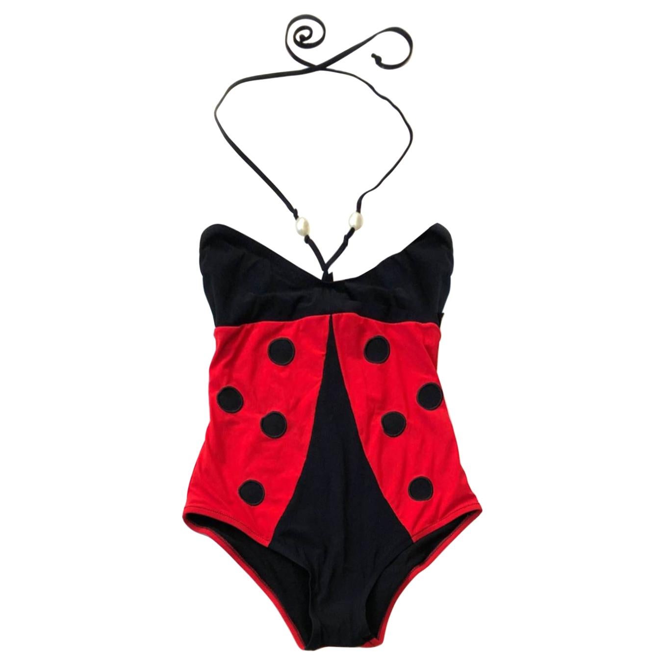 2000s Moschino Lady Bird One Piece Suit in Black For Sale at 1stDibs