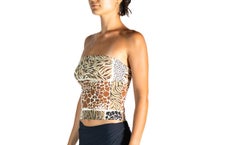 2000S Moschino Leopard Print Cotton/Lycra Strapless Tube Top