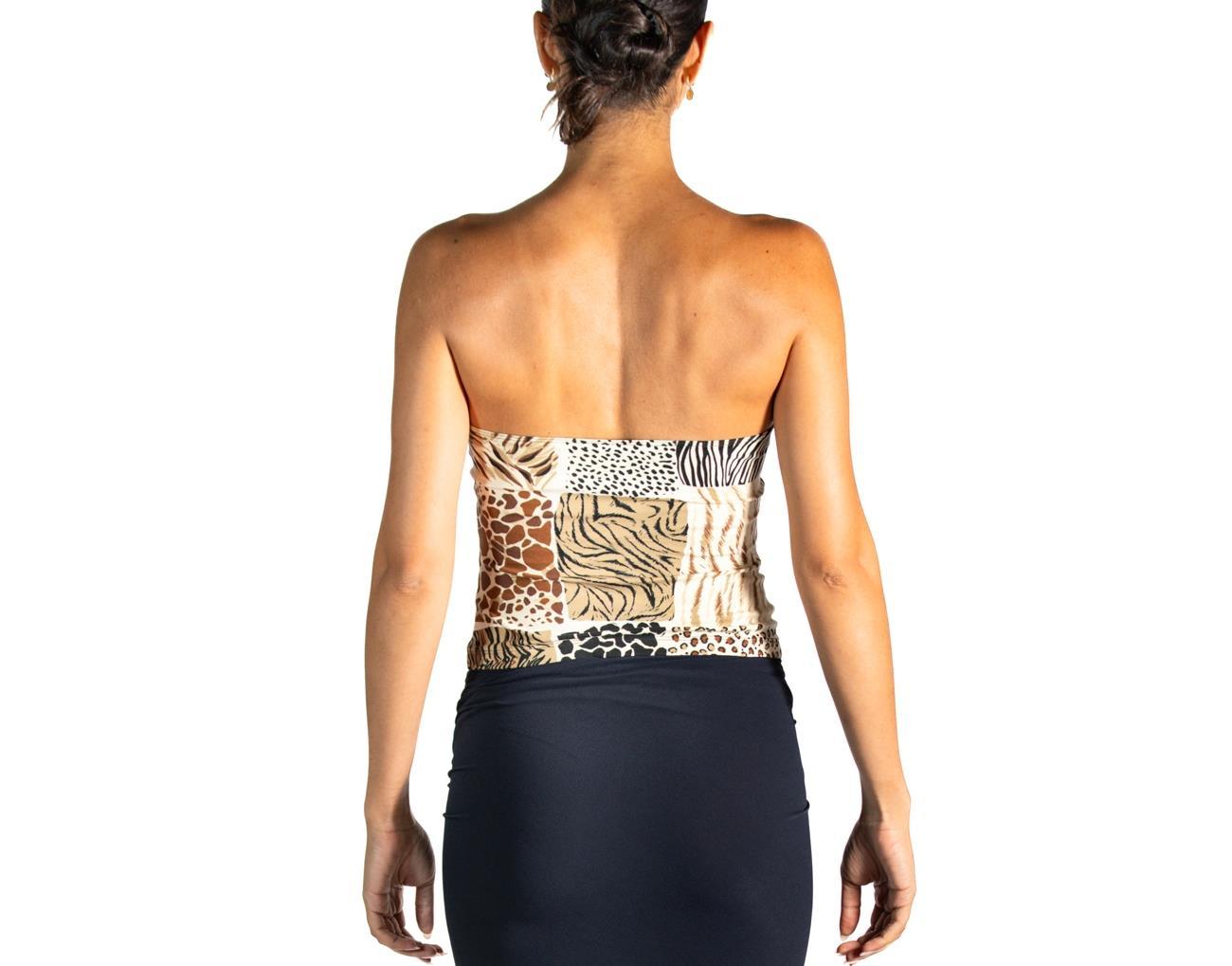 Haut tube bustier Moschino des années 2000 imprimé léopard en coton/Lycra Excellent état - En vente à New York, NY