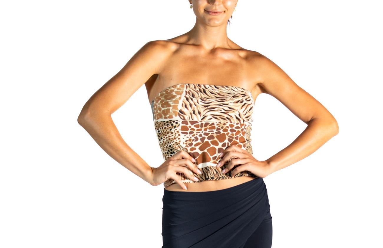 Haut tube bustier Moschino des années 2000 imprimé léopard en coton/Lycra en vente 1