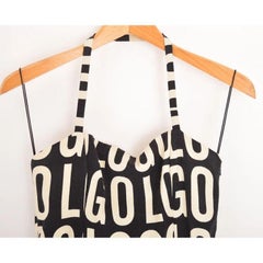 2000's Moschino Logo Pattern Spell out Halter Neck Cocktail Dress