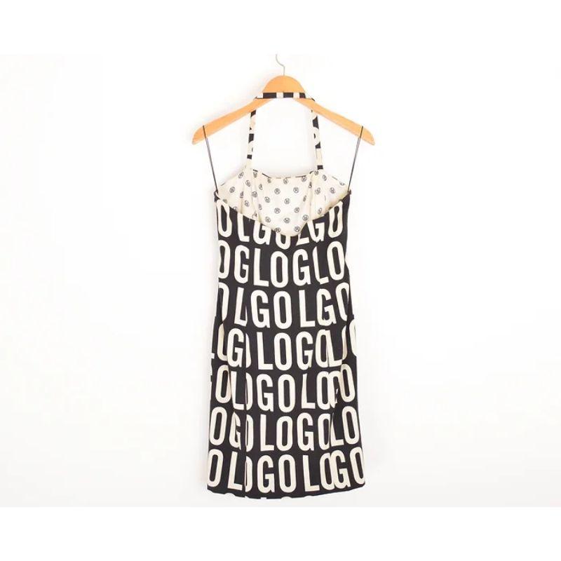 2000's Moschino 'Logo' Pattern Spell out Halter Neck Cocktail Dress In Excellent Condition For Sale In Sheffield, GB