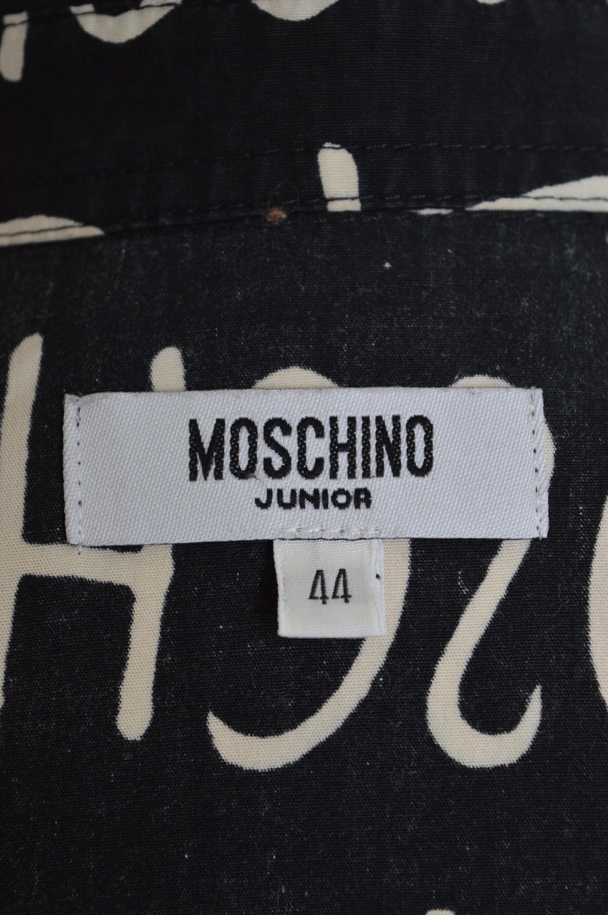 2000's MOSCHINO off key Alphabet print Black Cotton long sleeve pattern Shirt en vente 5