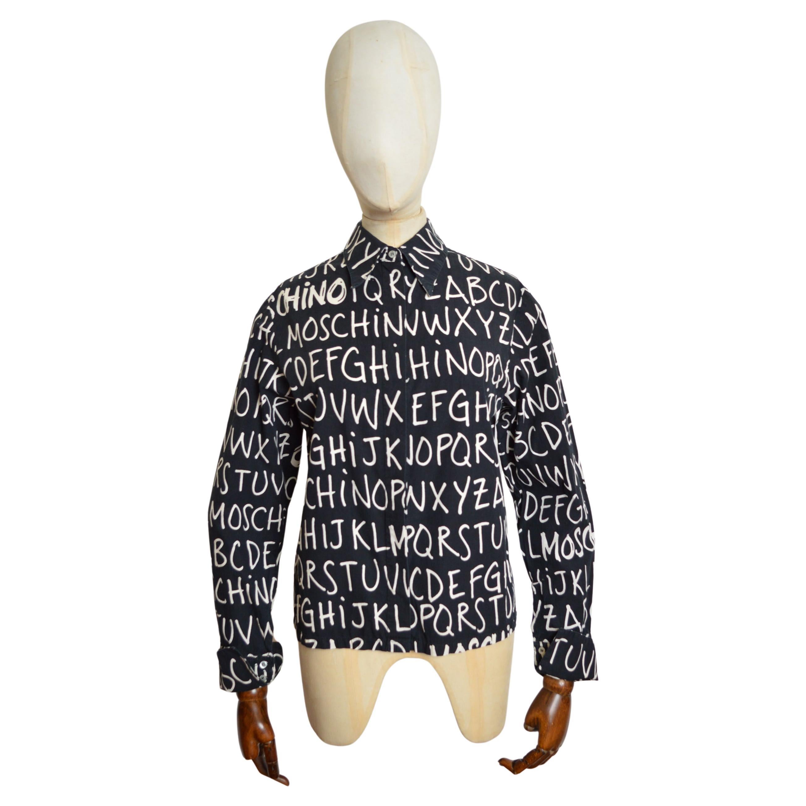 2000's MOSCHINO off key Alphabet print Black Cotton long sleeve pattern Shirt