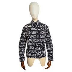 2000's MOSCHINO off key Alphabet print Black Cotton long sleeve pattern Shirt