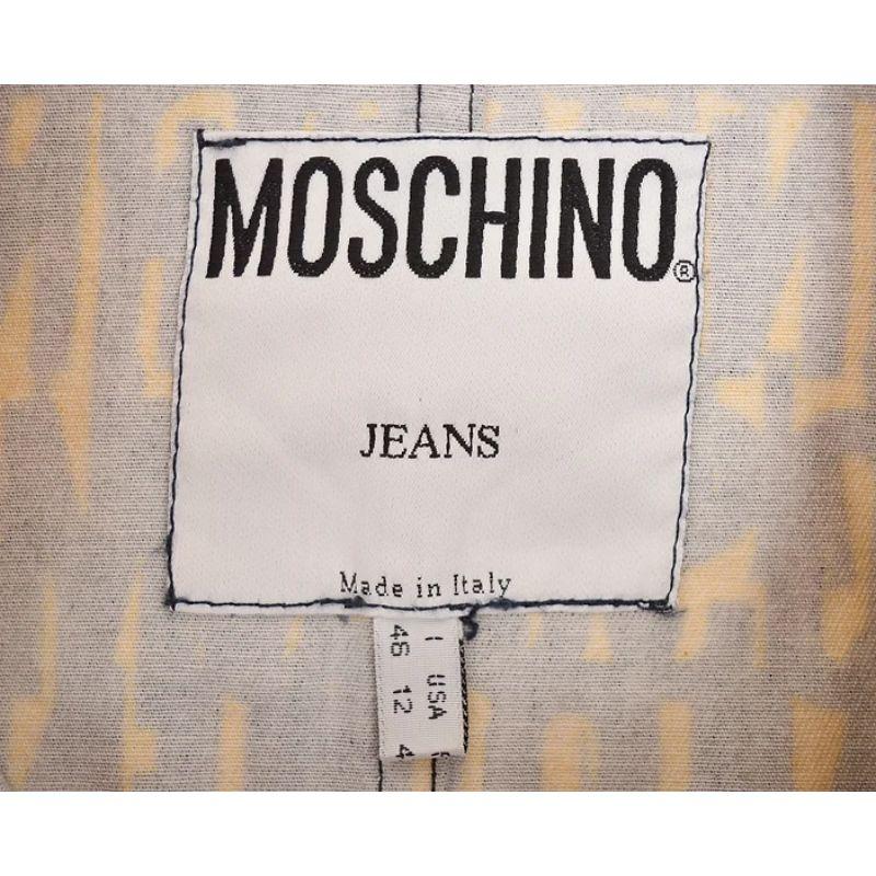Women's or Men's 2000's Moschino 'Off Key' Blue and Yellow Denim Biker Jacket For Sale