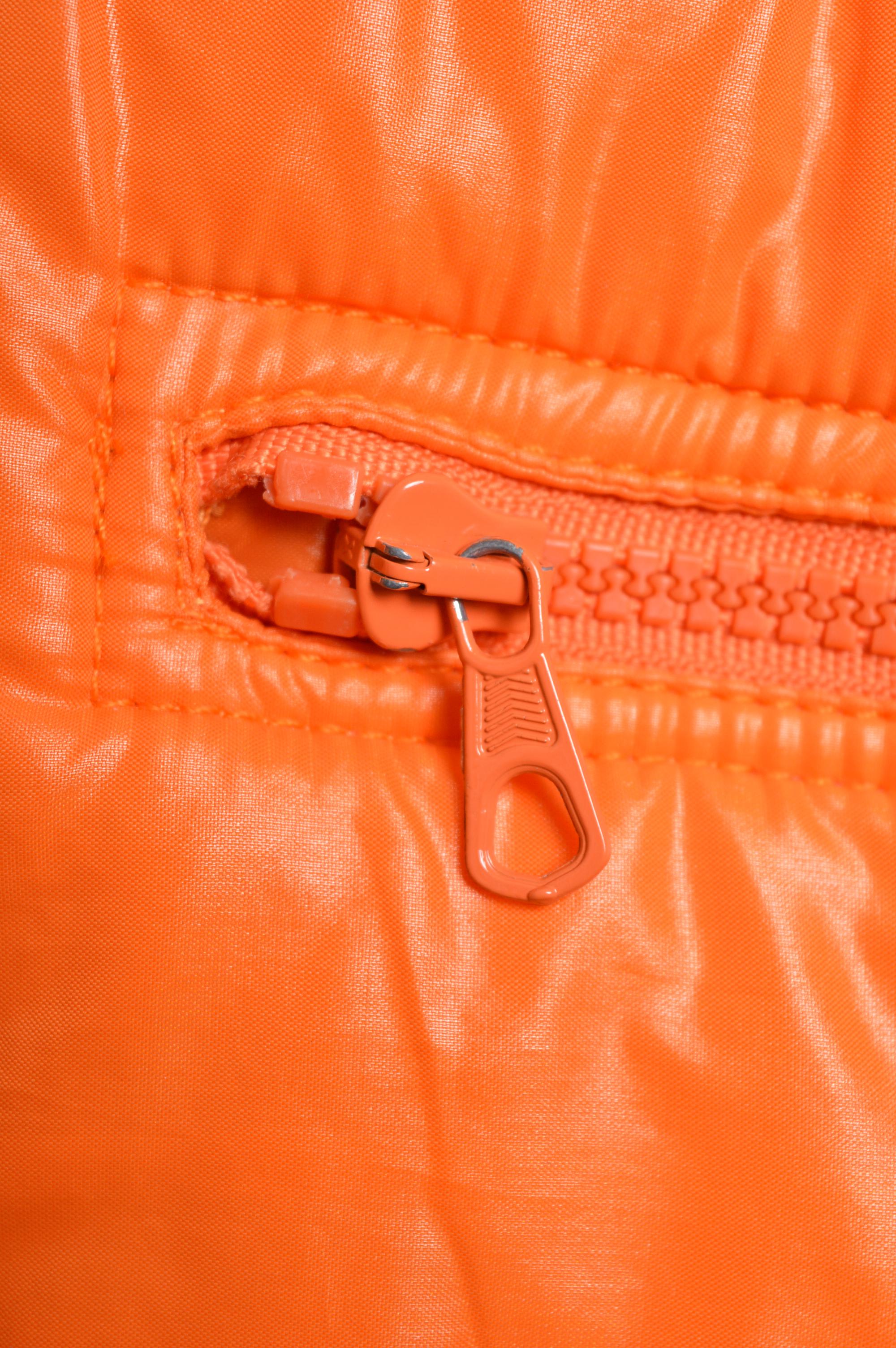 2000's MOSCHINO Orange Oversized Colourful Unisex Logo Puffa Jacket Coat en vente 3