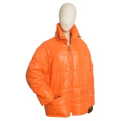 2000’s MOSCHINO Orange Oversized Colourful Unisex Logo Puffa Jacket Coat