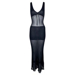 2000's Moschino Sheer Black Knit Bodycon Maxi Dress