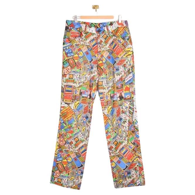 2000's Moschino Times Square 'Where's Waldo?' Cartoon Pattern Trousers - Pants For Sale
