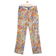 Pantalon des années 2000 de Moschino Times Square « Where's Waldo? » à motif de dessin animé