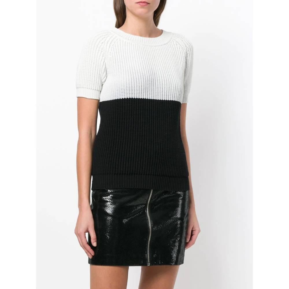 2000s Moschino Vintage black and white knitted cotton blouse In Excellent Condition For Sale In Lugo (RA), IT