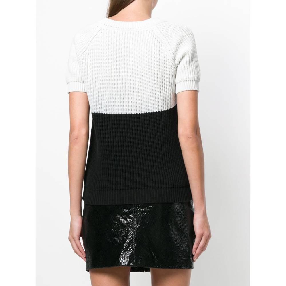 Women's 2000s Moschino Vintage black and white knitted cotton blouse For Sale