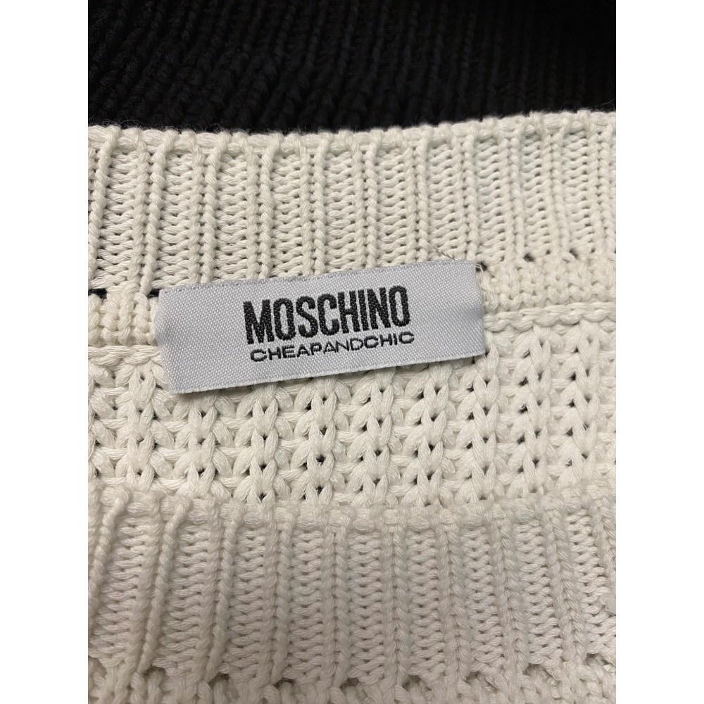 2000s Moschino Vintage black and white knitted cotton blouse For Sale 2