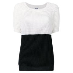 2000s Moschino Vintage black and white knitted cotton blouse