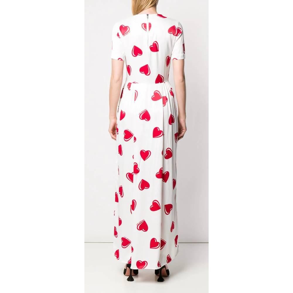 Gray 2000s Moschino White Hearts Print Dress