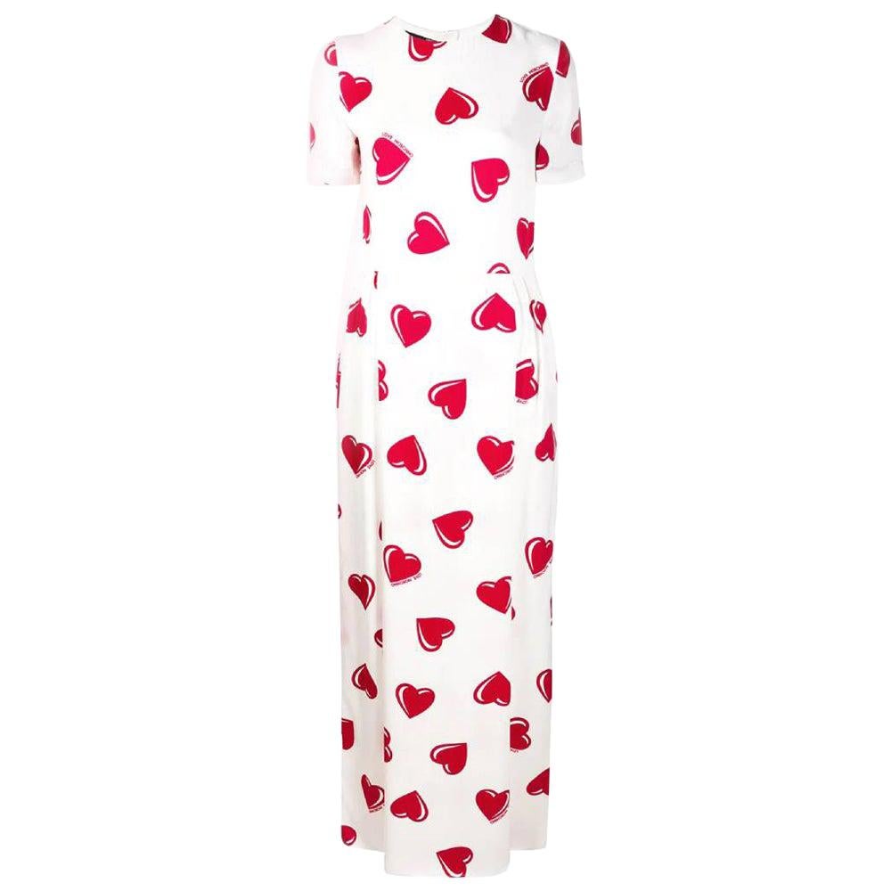 2000s Moschino White Hearts Print Dress