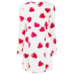 2000s Moschino White Hearts Print Short Dress