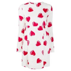 2000s Moschino White Hearts Print Short Dress