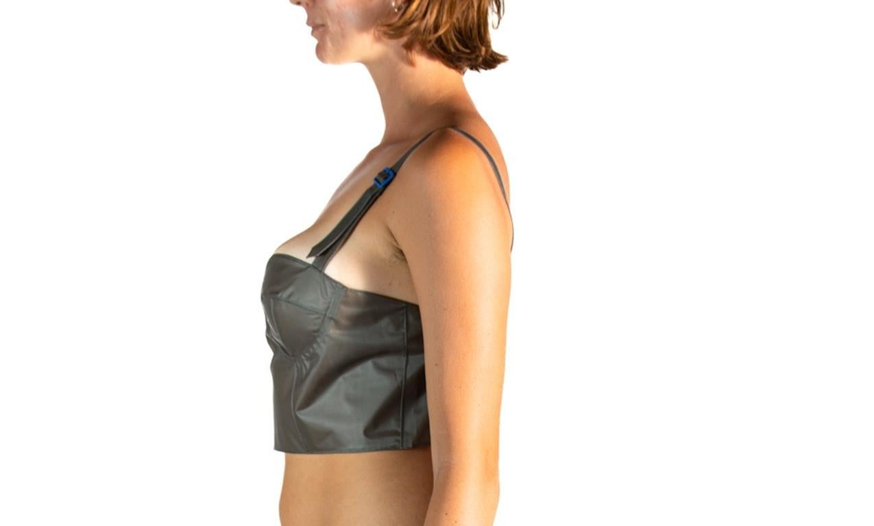 Missing label 
2000S Mugler Gunmetal Grey Plastic Coated Bustier 

Vintage condition: Excellent.