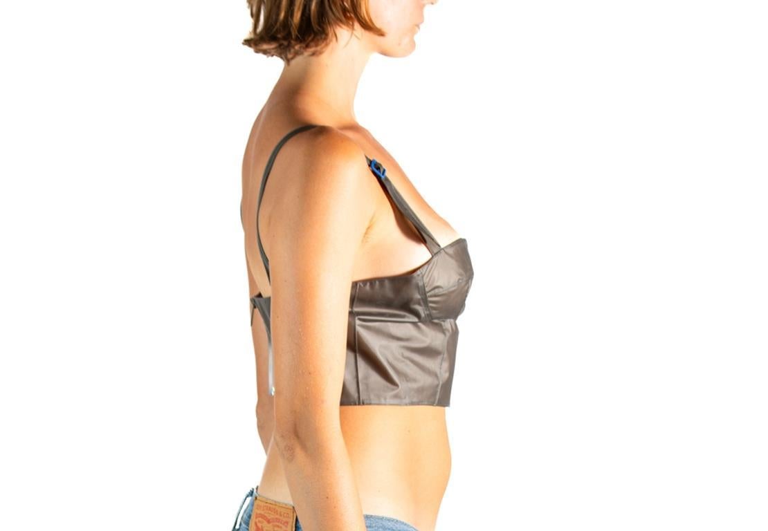 Beige 2000S Mugler Gunmetal Grey Plastic Coated Bustier For Sale