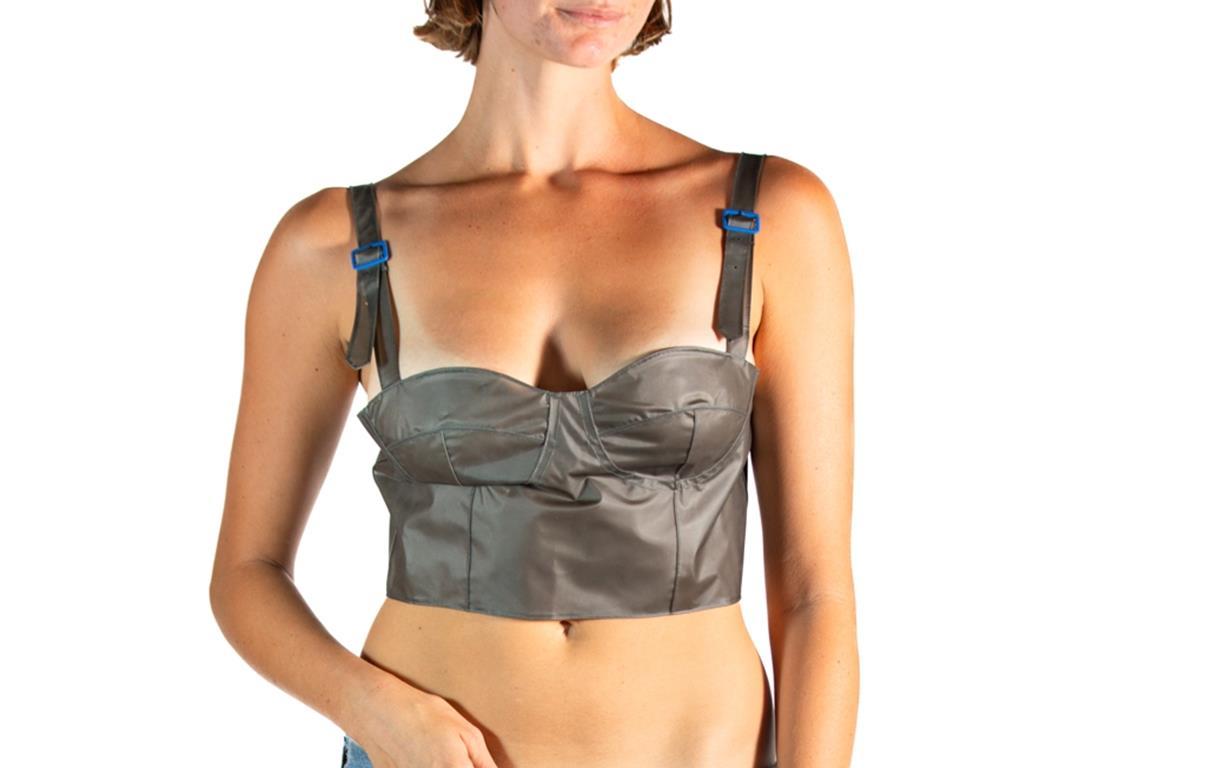 Women's 2000S Mugler Gunmetal Grey Plastic Coated Bustier For Sale