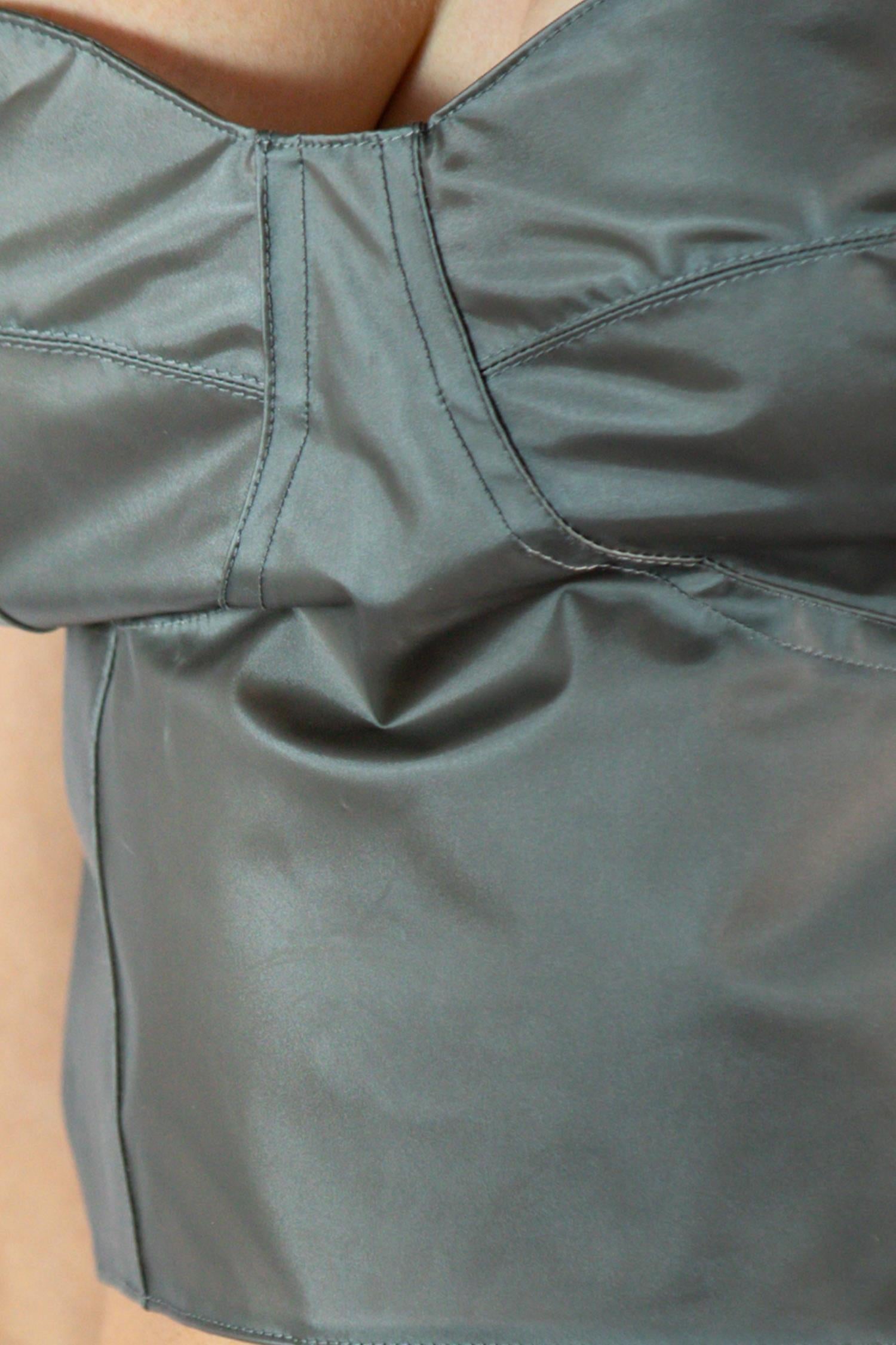 2000S Mugler Gunmetal Grey Plastic Coated Bustier For Sale 1