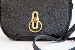 2000s Mulberry Amberley Black Leather Crossbody Bag