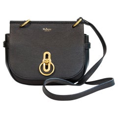 2000s Mulberry Amberley Black Leather Crossbody Bag