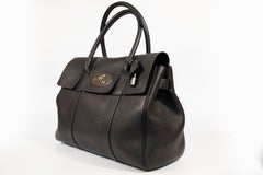 2000s Mulberry Anthracite Leather Top Handle Bayswater Bag