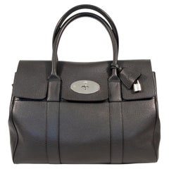 2000s Mulberry Anthracite Leather Top Handle Bayswater Bag