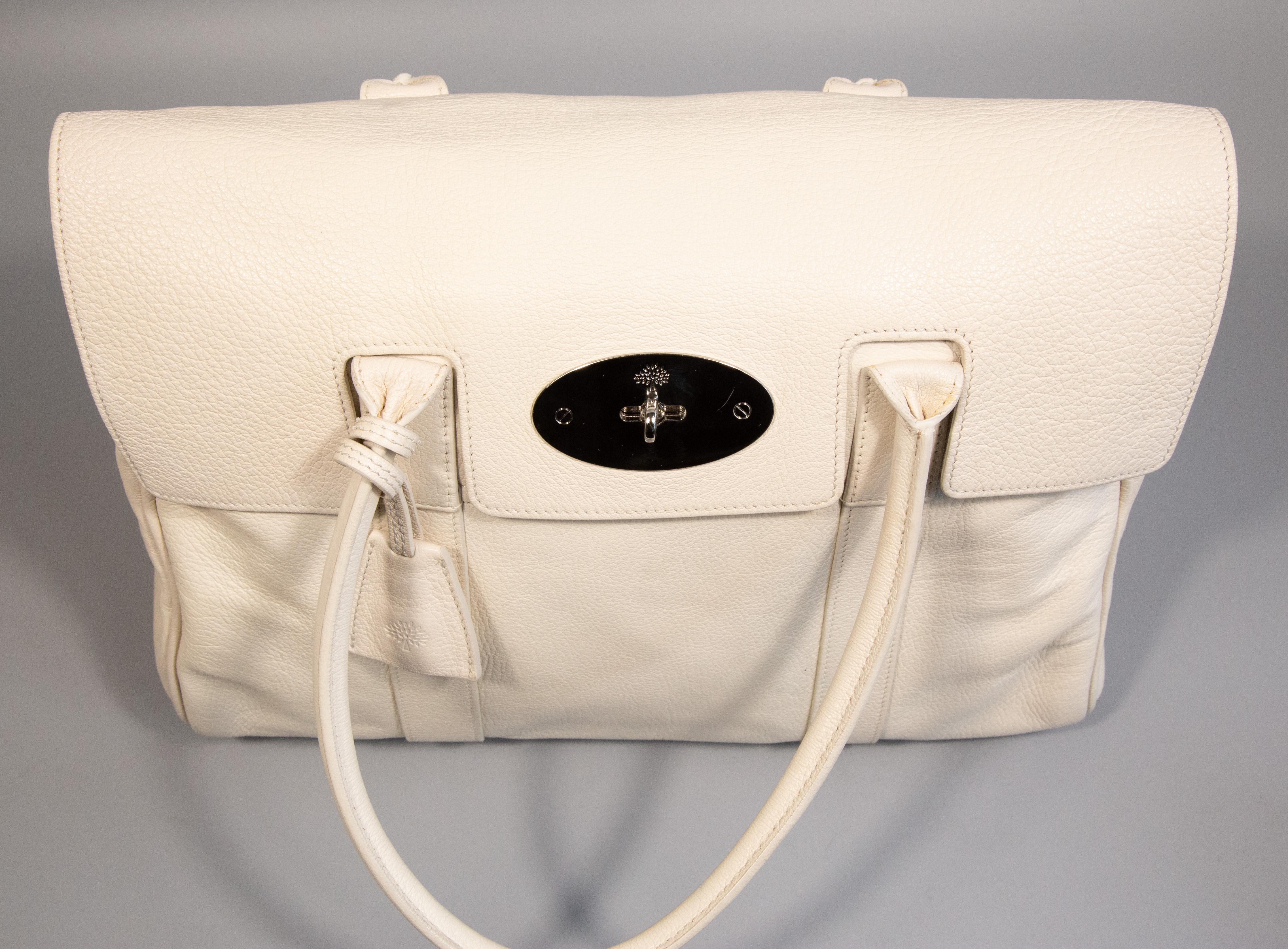 2000s Mulberry Bayswater Handbag in White Leather 9