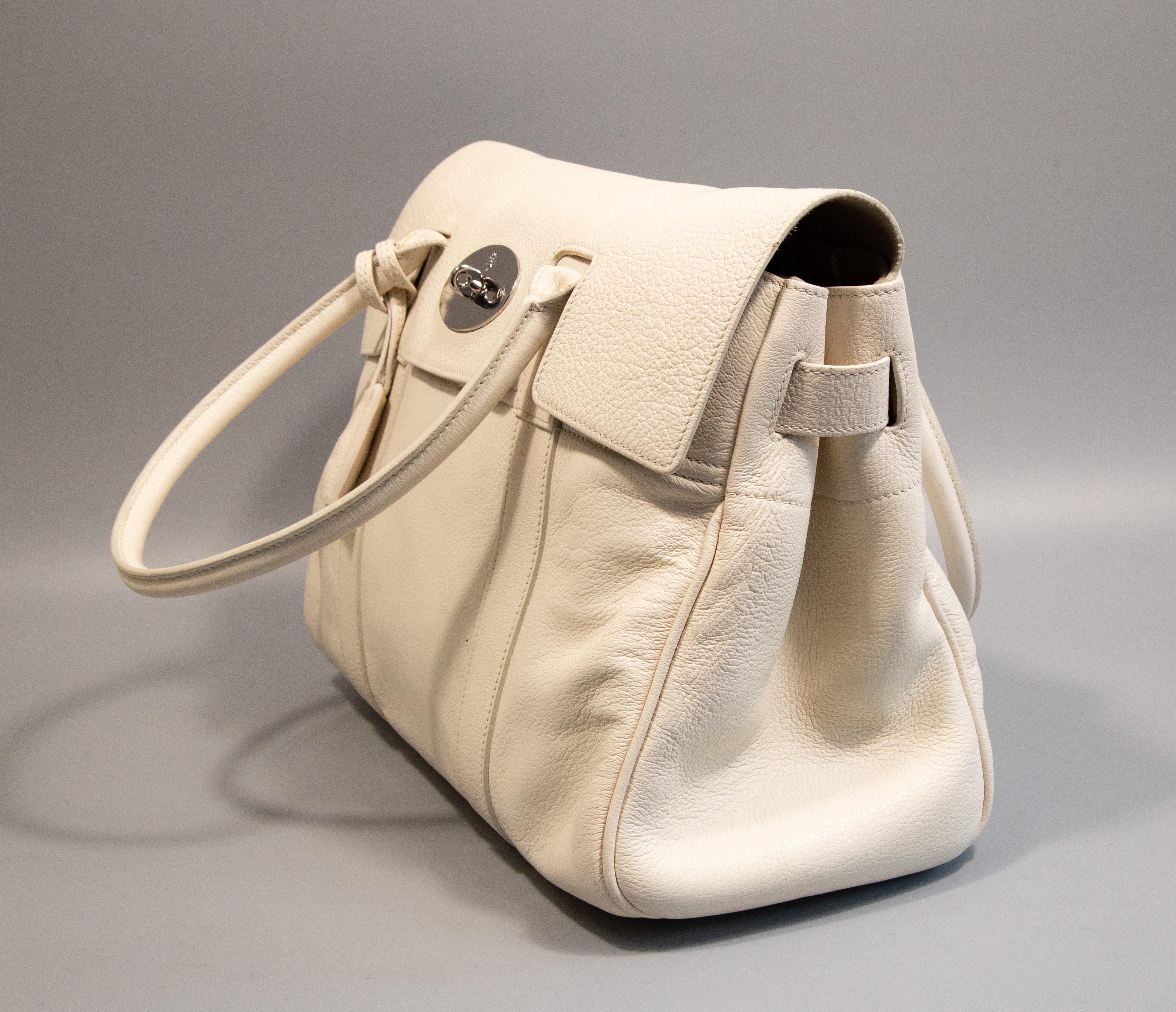 2000s Mulberry Bayswater Handbag in White Leather 1