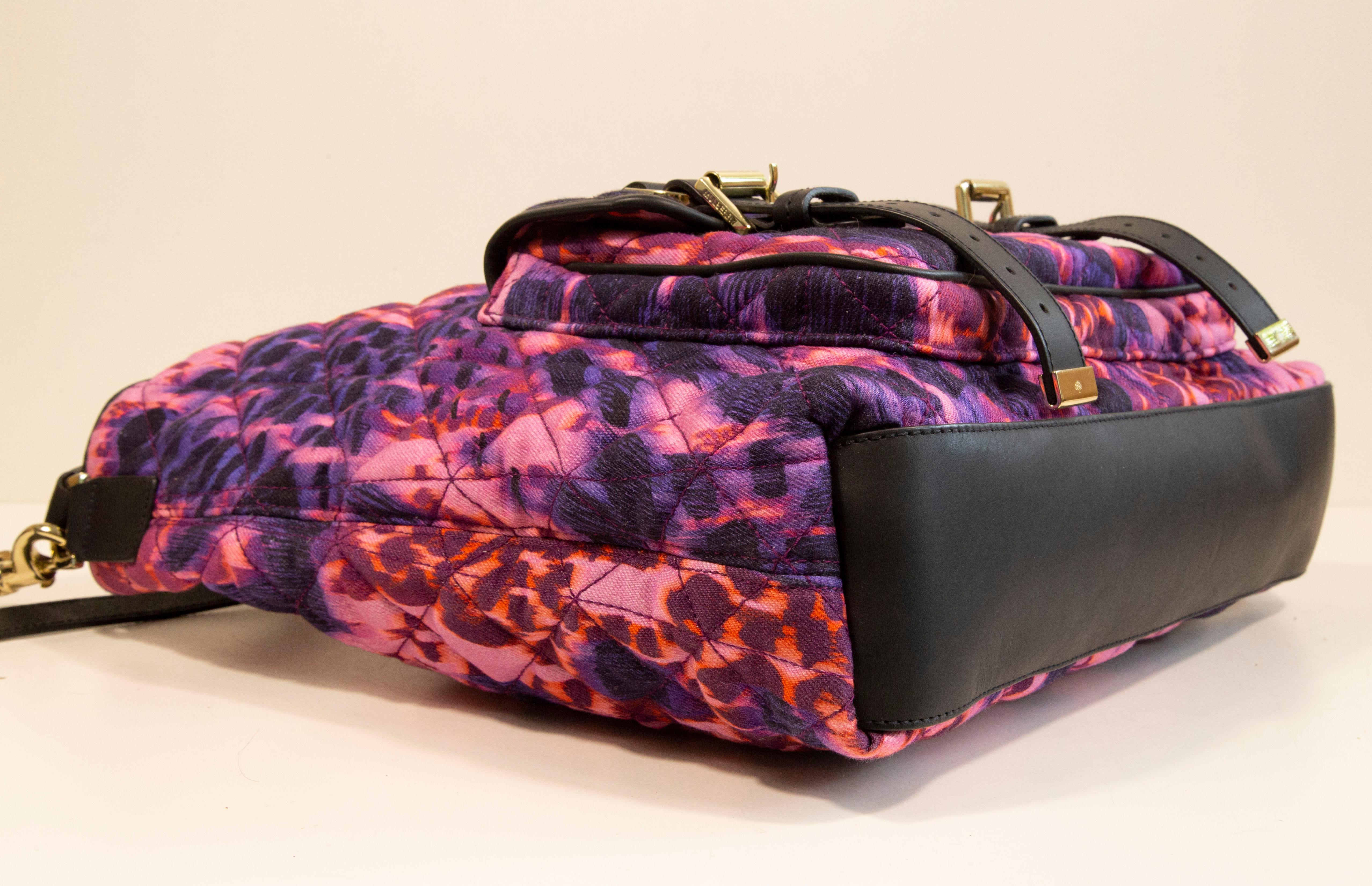 2000s Mulberry Leopard Quilted Denim Alexa Tote Bag For Sale 2