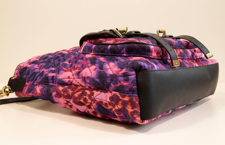 2000s Mulberry Leopard Quilted Denim Alexa Tote Bag For Sale at