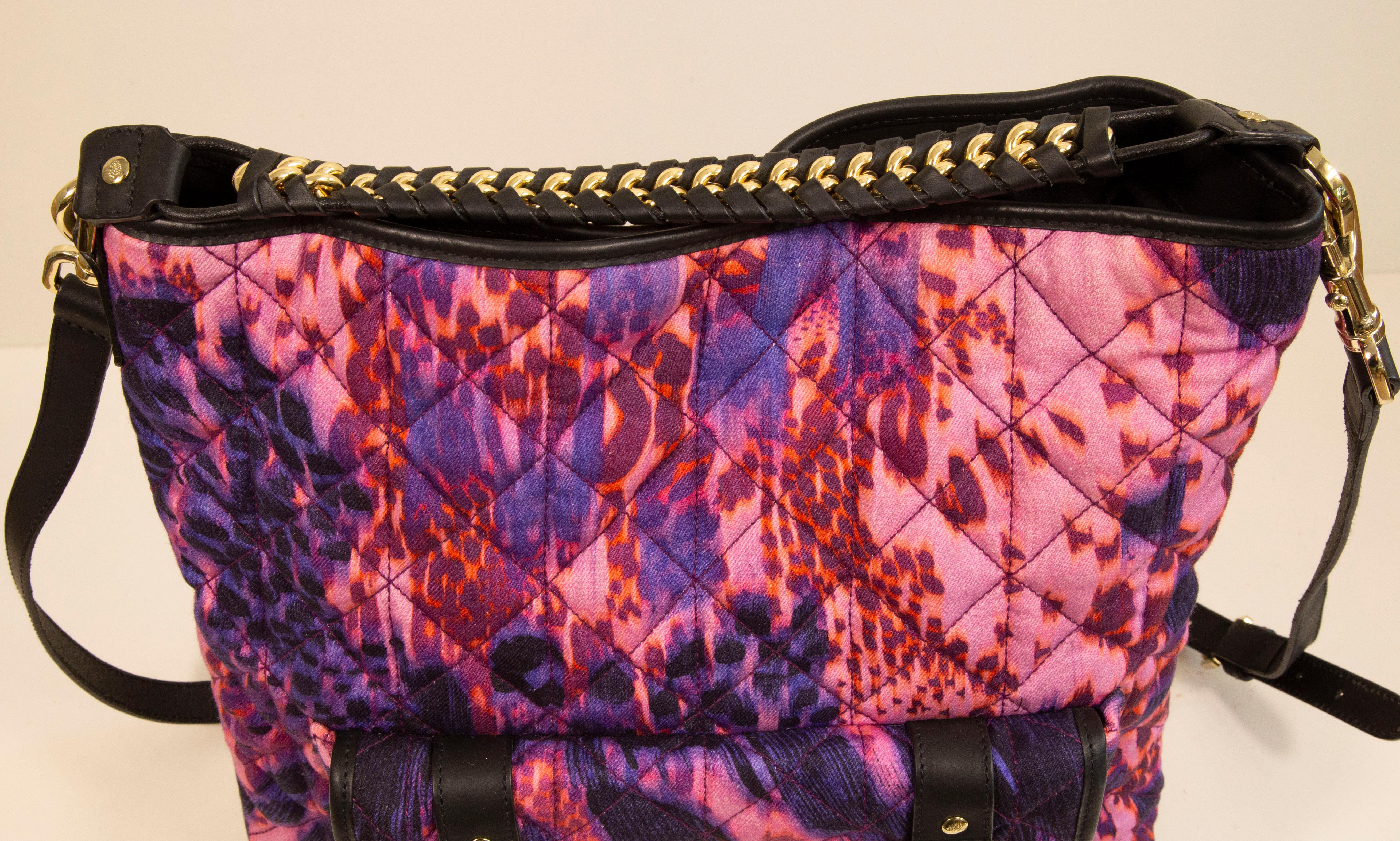 2000s Mulberry Leopard Quilted Denim Alexa Tote Bag For Sale 3
