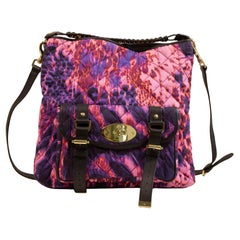 2000s Mulberry Leopard Quilted Denim Alexa Tote Bag