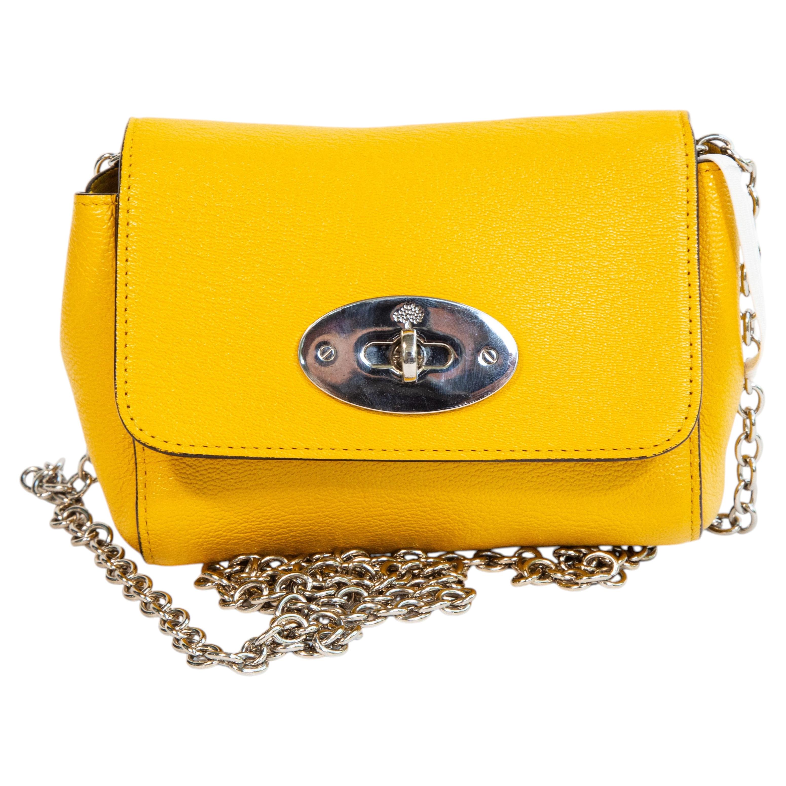 2000s Mulberry Mini Lilly Yellow Leather Crossbody Bag