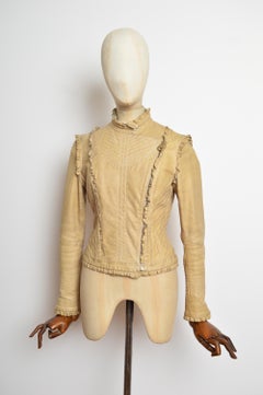2000's MULBERRY Vintage Boho Victorian Beige - Tan leather fitted Jacket