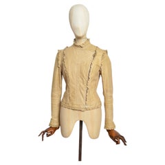 2000's MULBERRY Vintage Boho Victorian Beige - Tan leather fitted Jacket