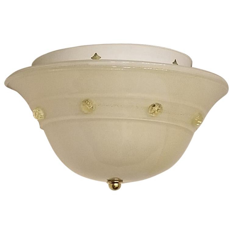 Murano Glass Flush Mount Ceiling Light w? Gold Flecks + Tulip Design; Qty