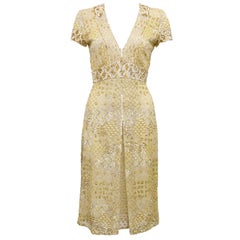 2000s Naeem Khan Gold Sequin, Embroidered and Beaded Cocktail Dress