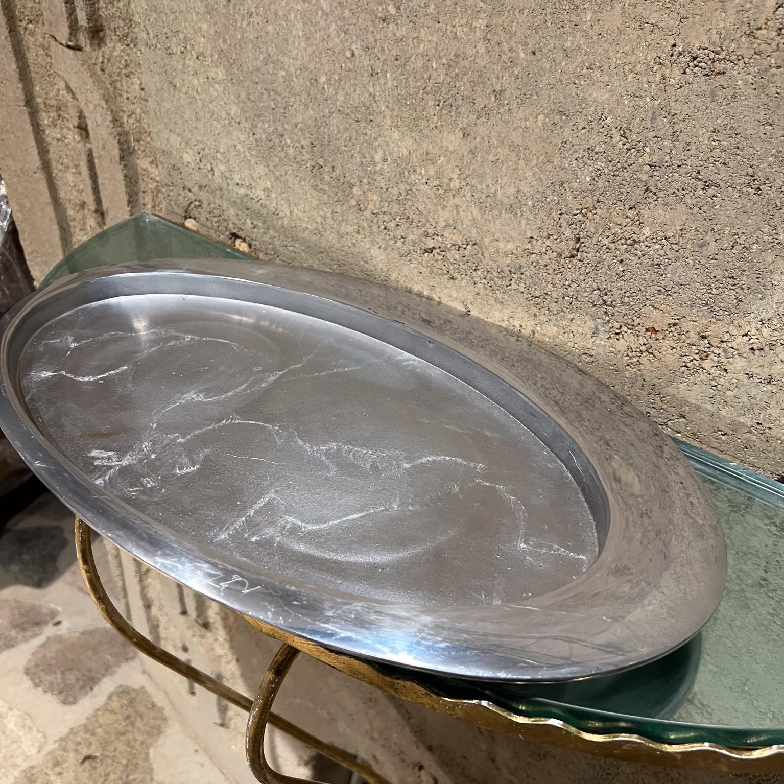 2000s Nambé Modernist Oval Platter Tray Aaron Johnson In Good Condition For Sale In Chula Vista, CA