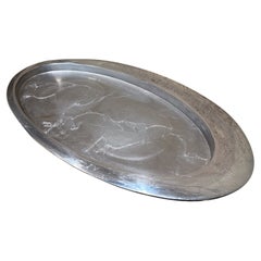 2000s Nambé Modernist Oval Platter Tray Aaron Johnson