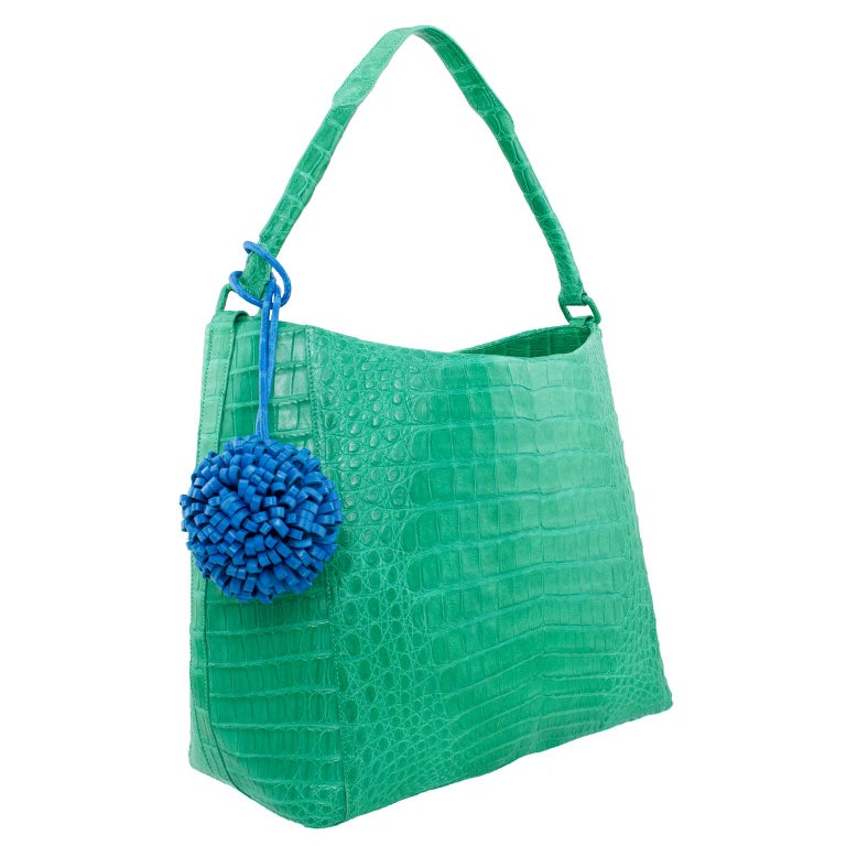 2000s Nancy Gonzalez Marly Hobo Bright Green Tote Bag With Tassel at  1stDibs