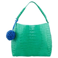 2000s Nancy Gonzalez Marly Hobo Bright Green Tote Bag With Tassel