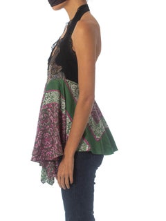 2000S NICOLAS GHESQUIERE FOR BALENCIAGA Floral Silk & Lace Halter Top , NWT