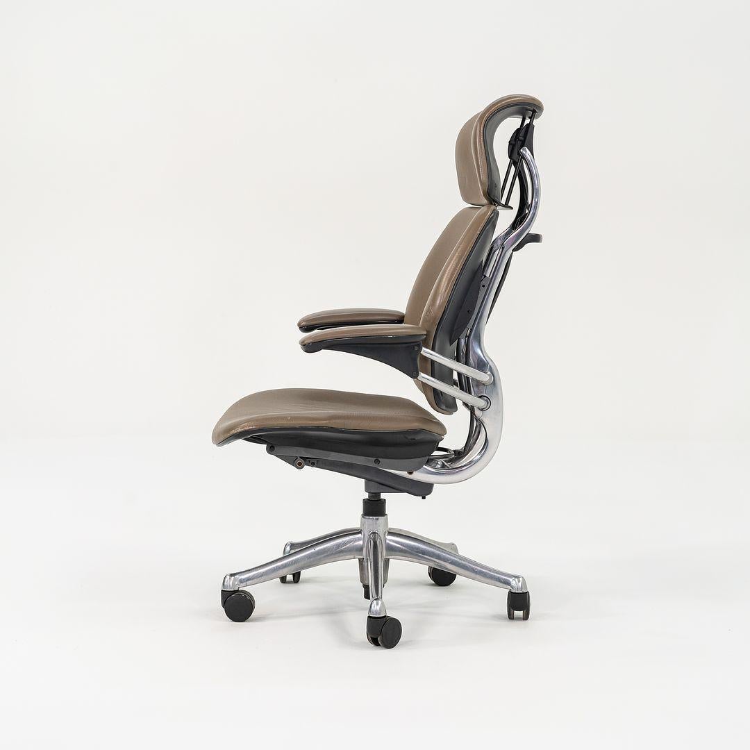 Modern 2000s Niels Diffrient for Humanscale Freedom Desk Chair in Dark Tan Leather