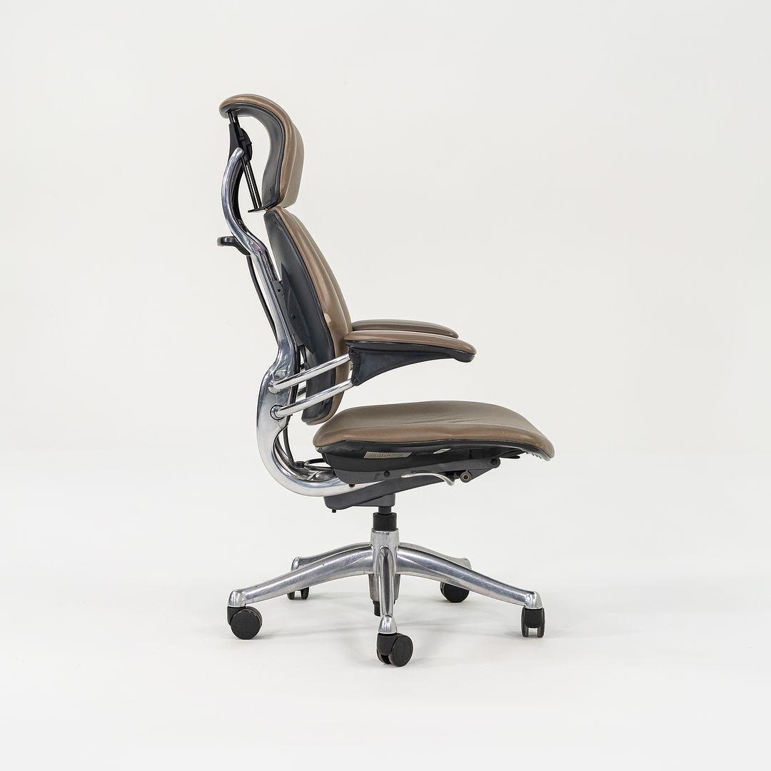 American 2000s Niels Diffrient for Humanscale Freedom Desk Chair in Dark Tan Leather