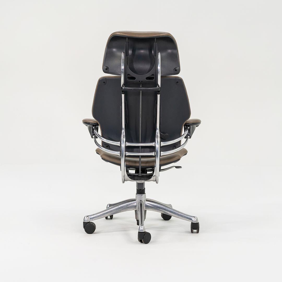 Aluminum 2000s Niels Diffrient for Humanscale Freedom Desk Chair in Dark Tan Leather